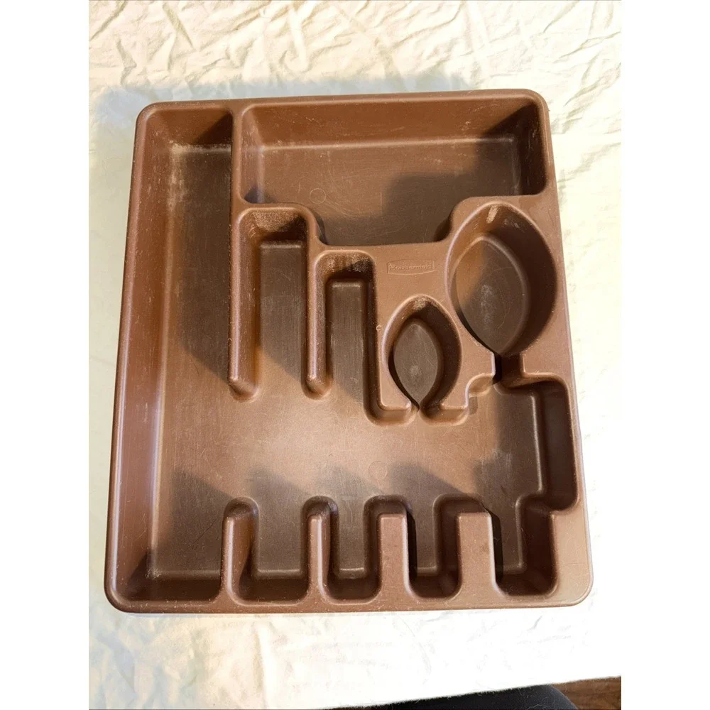 Vintage Rubbermaid 2922 Brown Flatware Drawer Organizer Tray Retro‎ MCM Kitchen